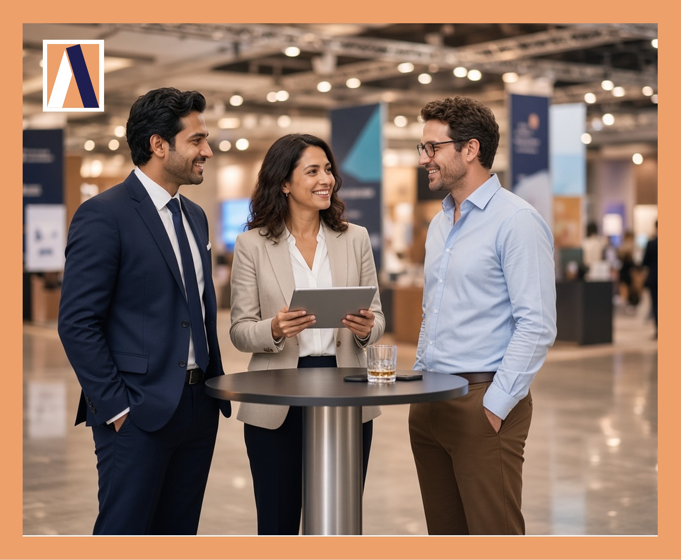 Exhibition networking in Dubai at a trade show hall