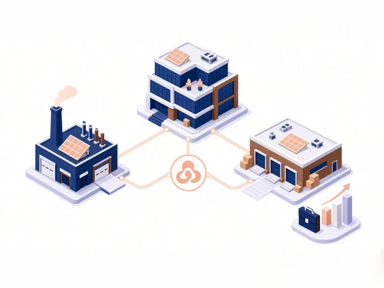 Isometric illustration of B2B industrial and logistics companies