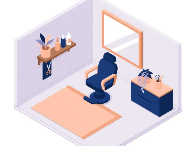 Isometric illustration of a beauty salon interior