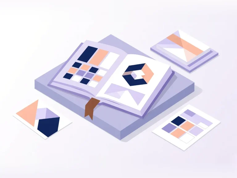 Isometric illustration of a brand book with brand guidelines