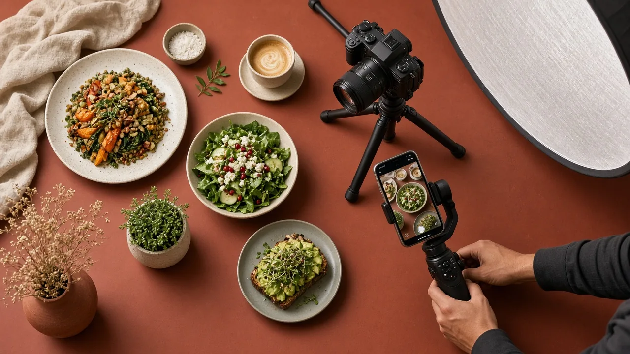 Overhead food photography shoot for social media content
