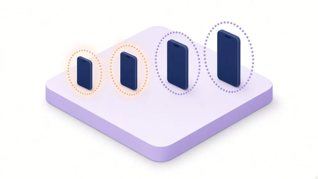Size ladder of creator phones with smaller ones showing denser engagement