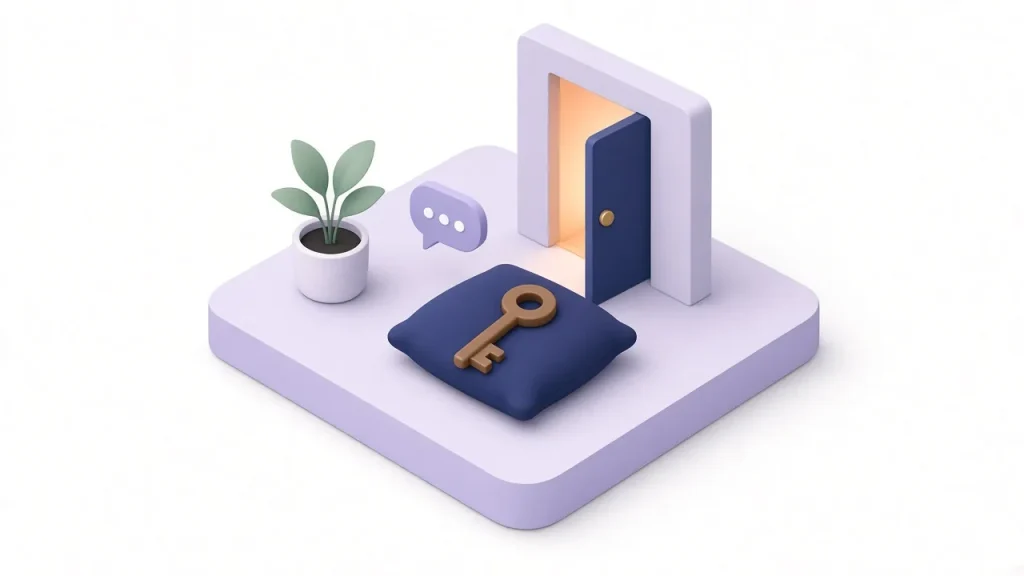 Key and opening door inviting you to hand over your marketing