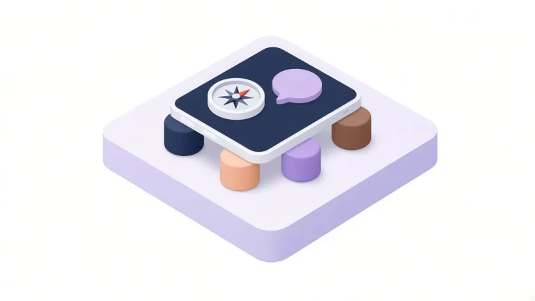 Four content pillars supporting a smartphone