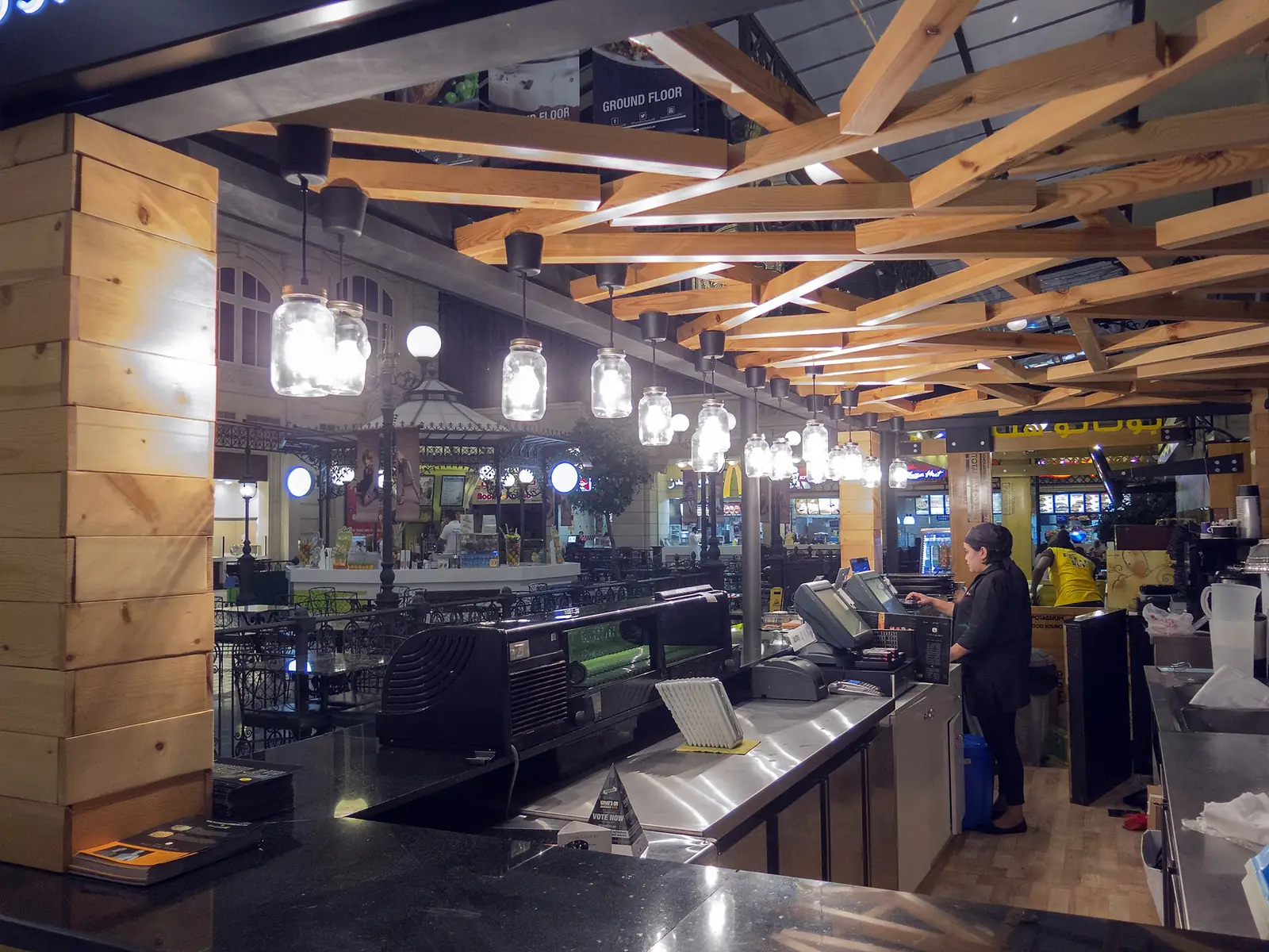 Boutique store interior with warm lighting